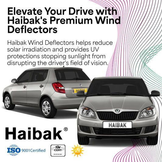 Haibak Wind Deflectors Set Compatible With Skoda Fabia MK2 2007-2014 5 Door Hatchback 4PC Tinted in Channel Fitment