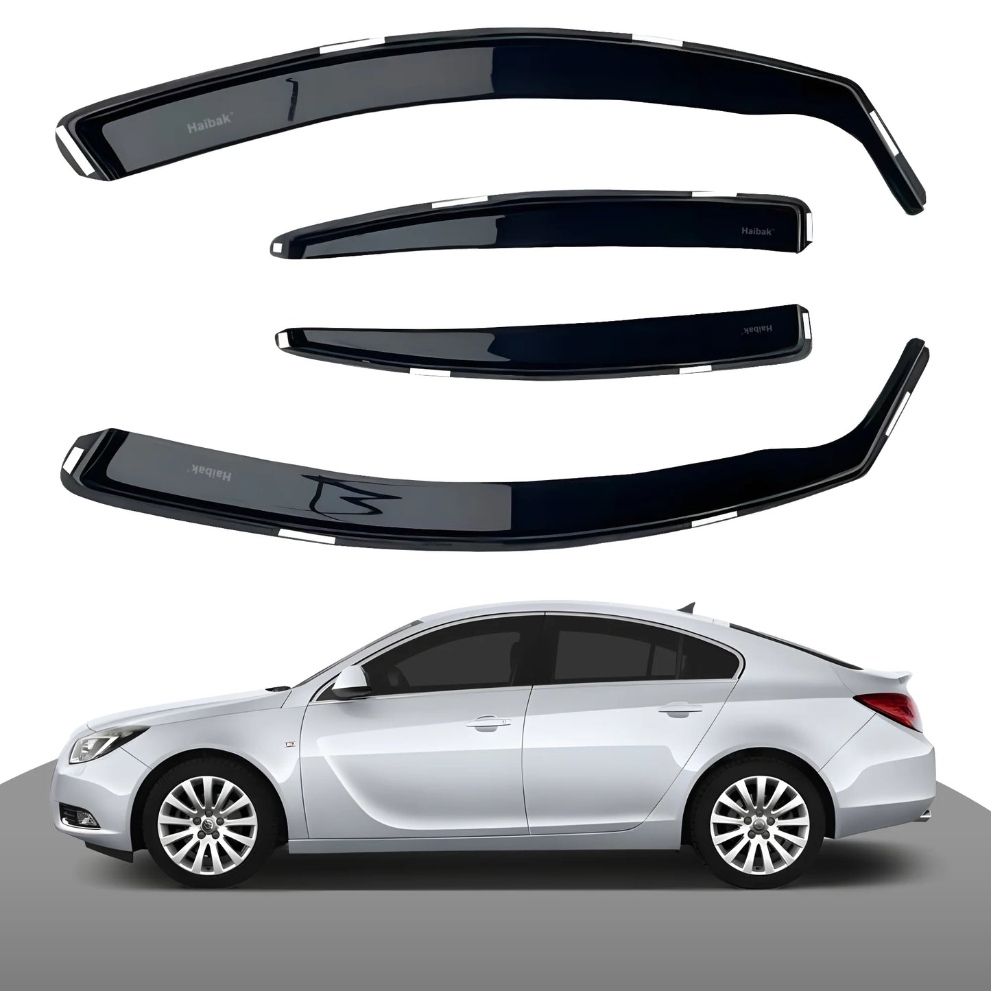 Haibak Wind Deflectors Set Compatible With Vauxhall Insignia MK2 Saloon 2009-2017 4 Door 4PC Tinted in Channel Fitment