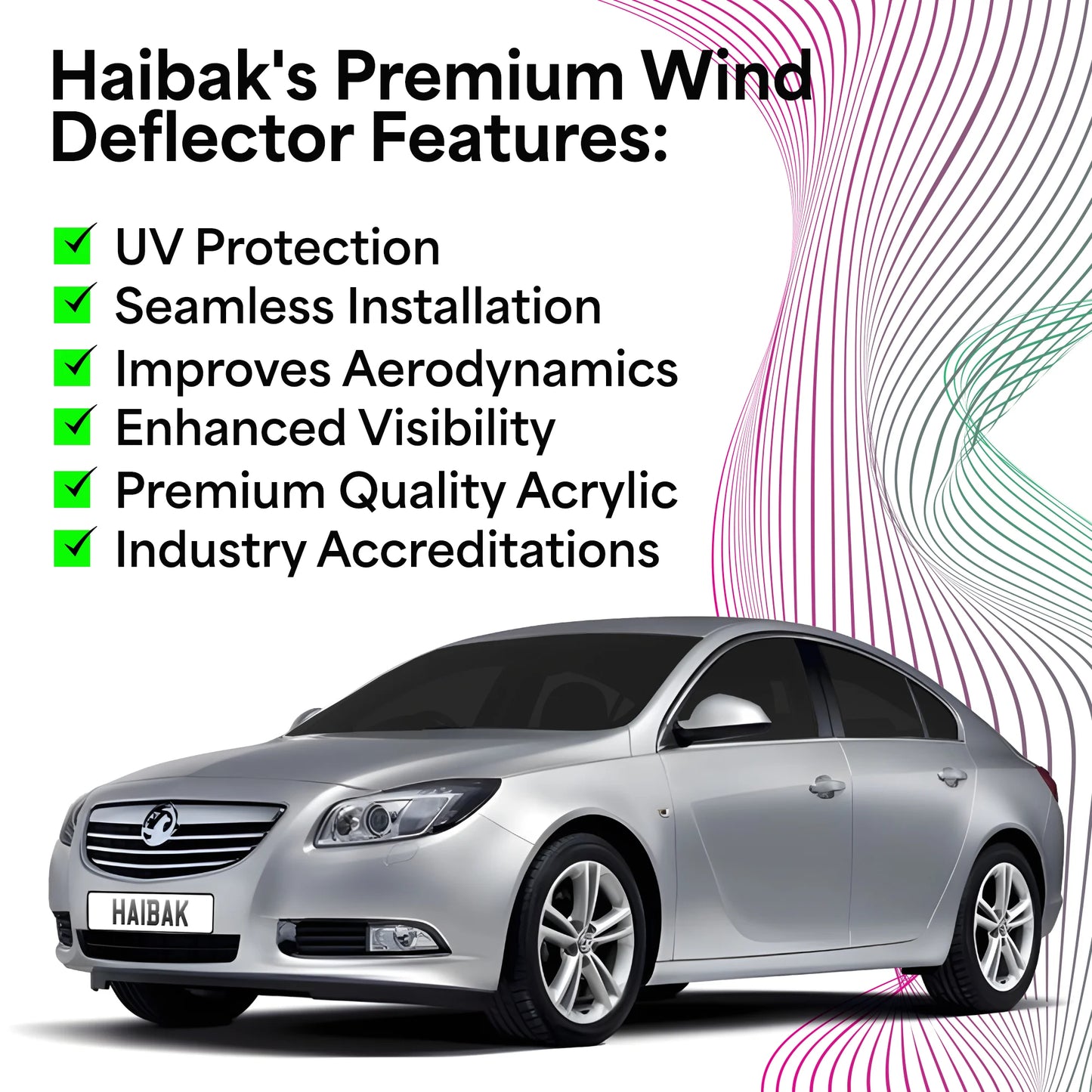 Haibak Wind Deflectors Set Compatible With Vauxhall Insignia MK2 Saloon 2009-2017 4 Door 4PC Tinted in Channel Fitment