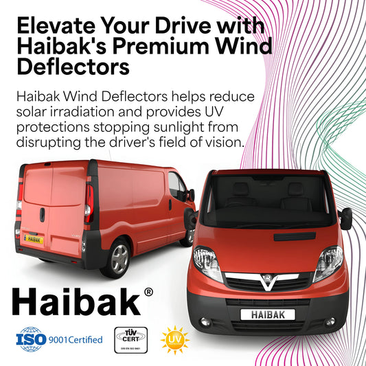 Haibak Wind Deflectors Set Compatible With Vauxhall Vivaro Van SWB MK1 2001-2014 2 Doors 2PC Tinted in Channel Fitment