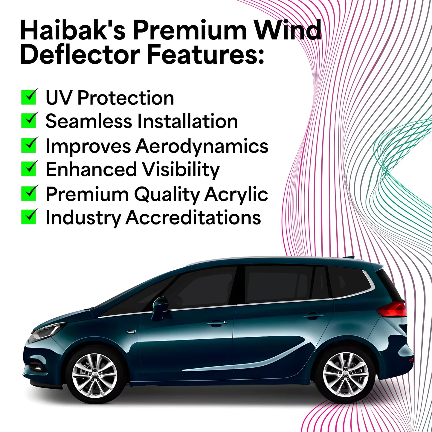 Vauxhall Zafira Tourer 2012-2019 5 Door Compact MPV 4PC HAIBAK® Tinted Wind Deflectors
