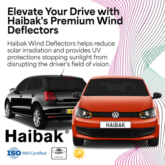 Haibak Wind Deflectors Set Compatible With VW Polo MK5 2009-2017 5 Door Hatchback 4PC Tinted in Channel Fitment
