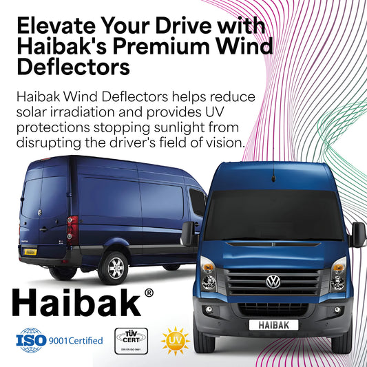 Haibak Wind Deflectors Set Compatible With VW Crafter MK1 Van 2006-2017 2 Door 2PC Tinted in Channel Fitment