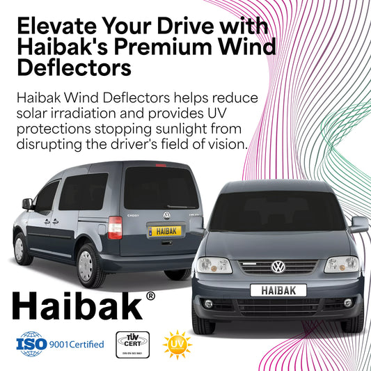 VW Caddy MK3 Type 2K Van 2004 Onwards 2 Door 2PC HAIBAK® Tinted Wind Deflectors