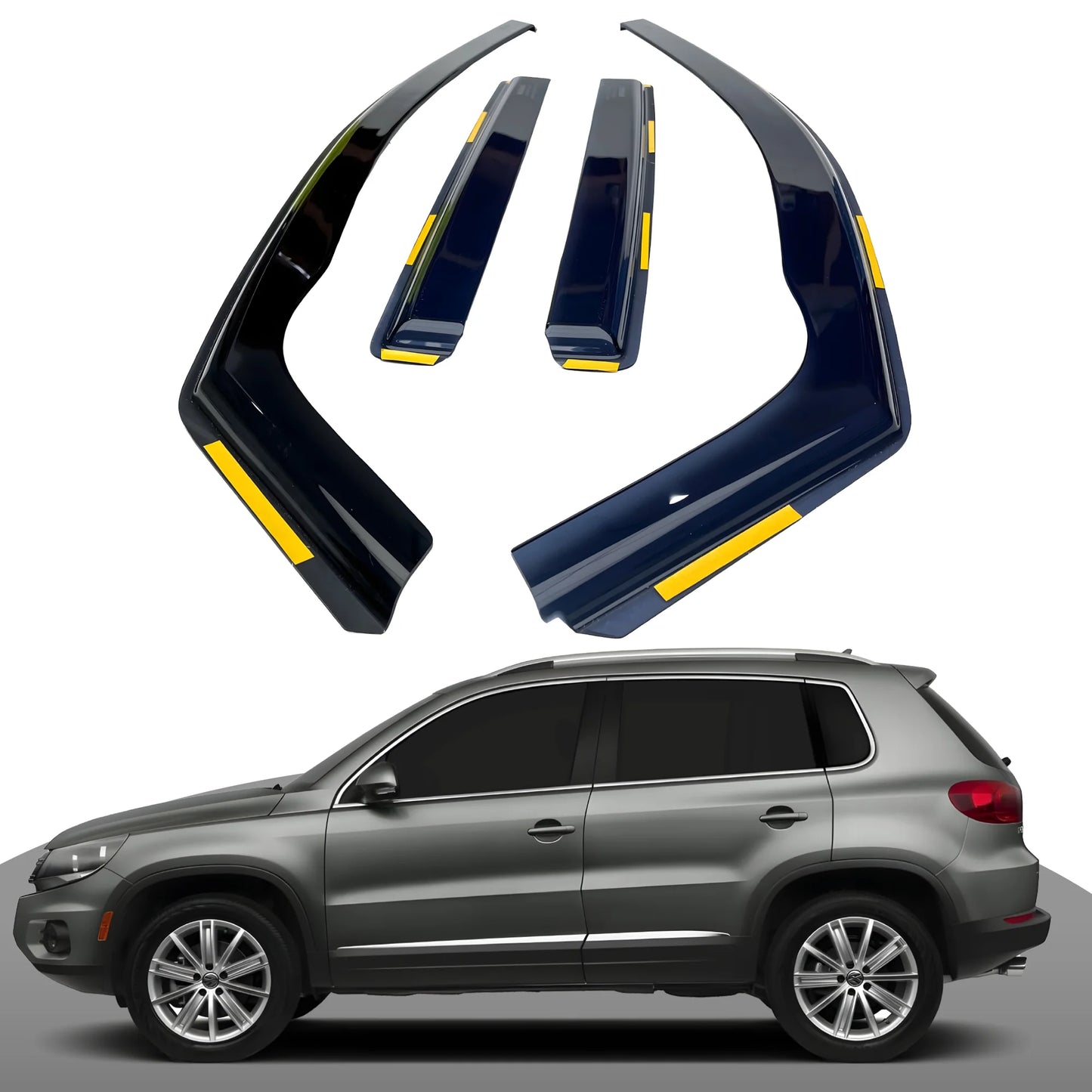 Haibak Wind Deflectors Set Compatible With VW Tiguan MK1 2008-2015 5 Door Compact SUV 4PC Tinted in Channel Fitment