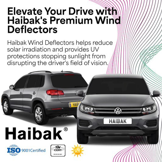 Haibak Wind Deflectors Set Compatible With VW Tiguan MK1 2008-2015 5 Door Compact SUV 4PC Tinted in Channel Fitment