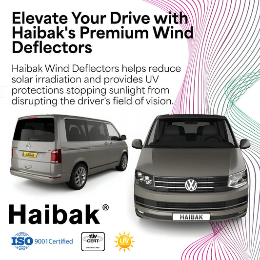Haibak Wind Deflectors Set Compatible With VW Transporter T5-T6/T6.1 Van II/III 2003-2021 2 Door 2PC Tinted in Channel Fitment
