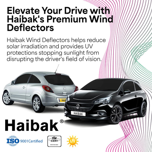 Haibak Wind Deflectors Set Compatible With Vauxhall Corsa 2006-2019 3 Door 2PC Tinted in Channel Fitment