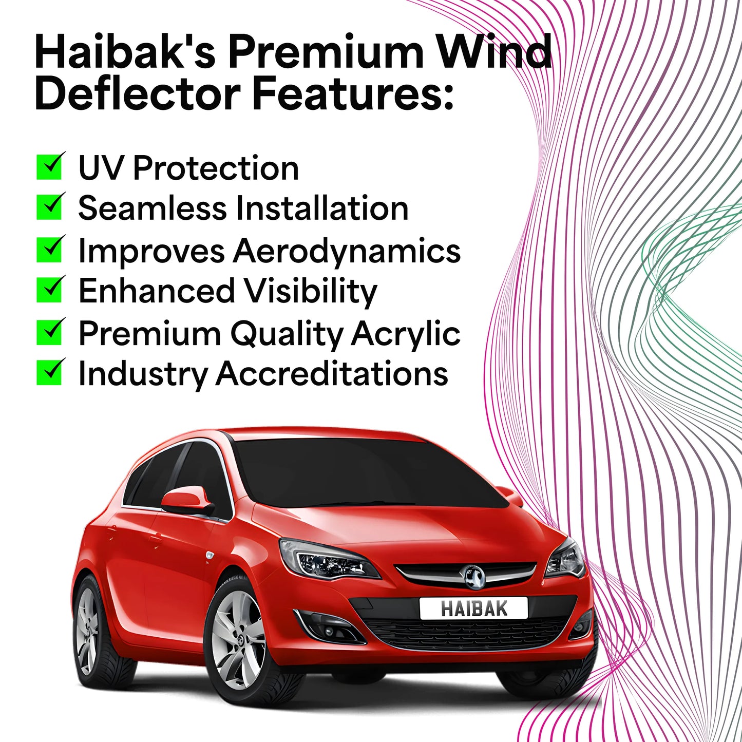 Haibak Wind Deflectors Set Compatible With Vauxhall Astra J MK6 2009-2016 5 Door Hatchback 4PC Tinted in Channel Fitment