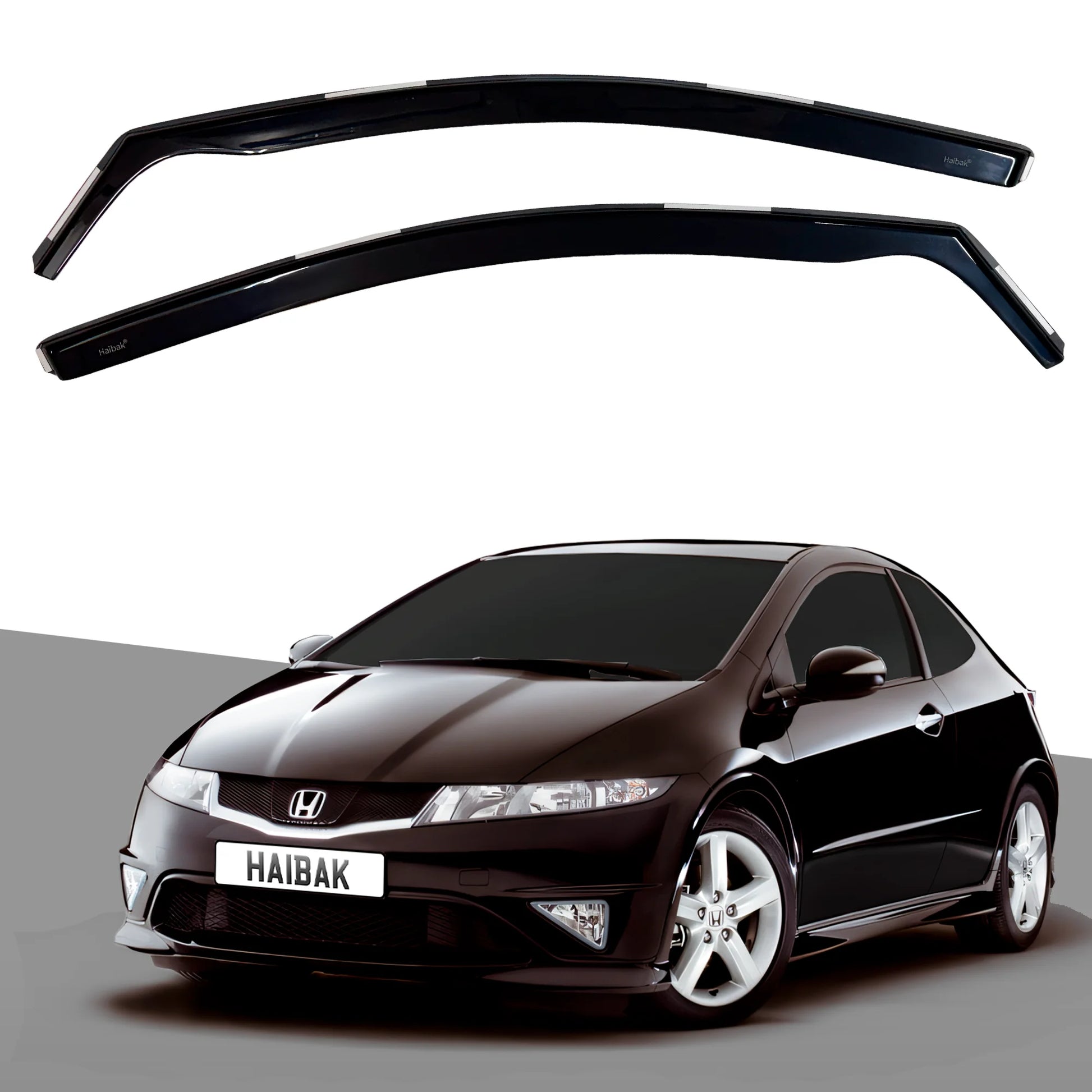 Honda Civic MK8 2007–2012 3 Door Hatchback 2PC HAIBAK® Tinted Wind Deflectors