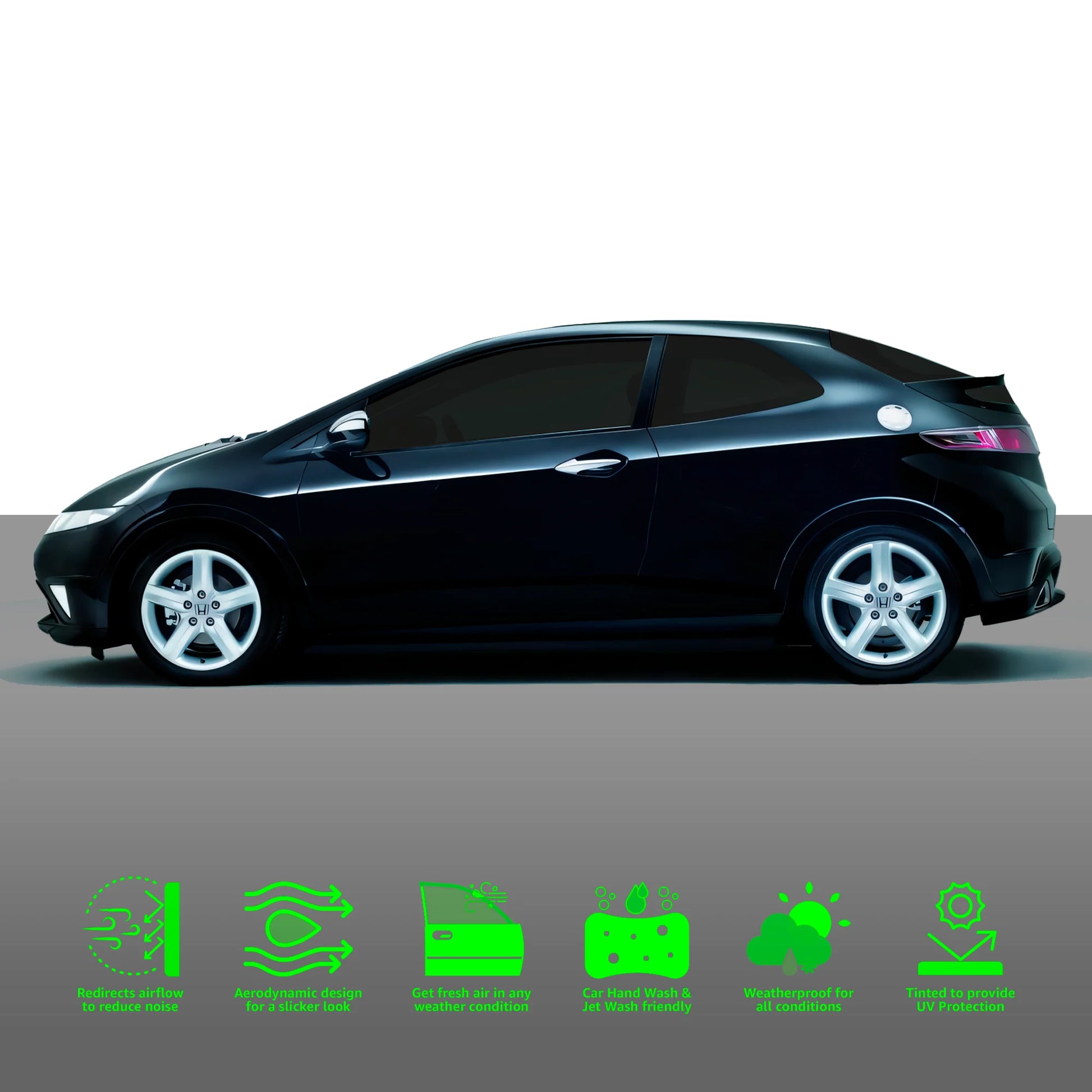 Honda Civic MK8 2007–2012 3 Door Hatchback 2PC HAIBAK® Tinted Wind Deflectors