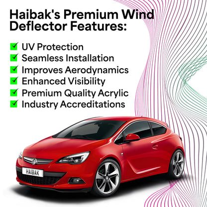 Haibak Wind Deflectors Set Compatible With Vauxhall Astra J MK6 GTC SRI 2010-2015 3 Door 2PC Tinted in Channel Fitment