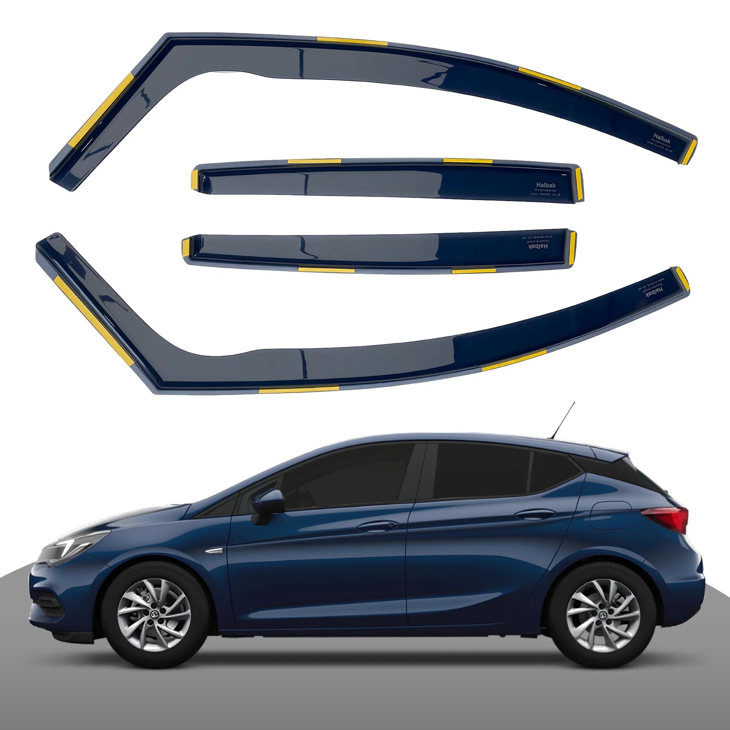 Haibak Wind Deflectors Set Compatible With Vauxhall Astra MK7 2015 Onwards 5 Door Hatchback 4PC Tinted in Channel Fitment