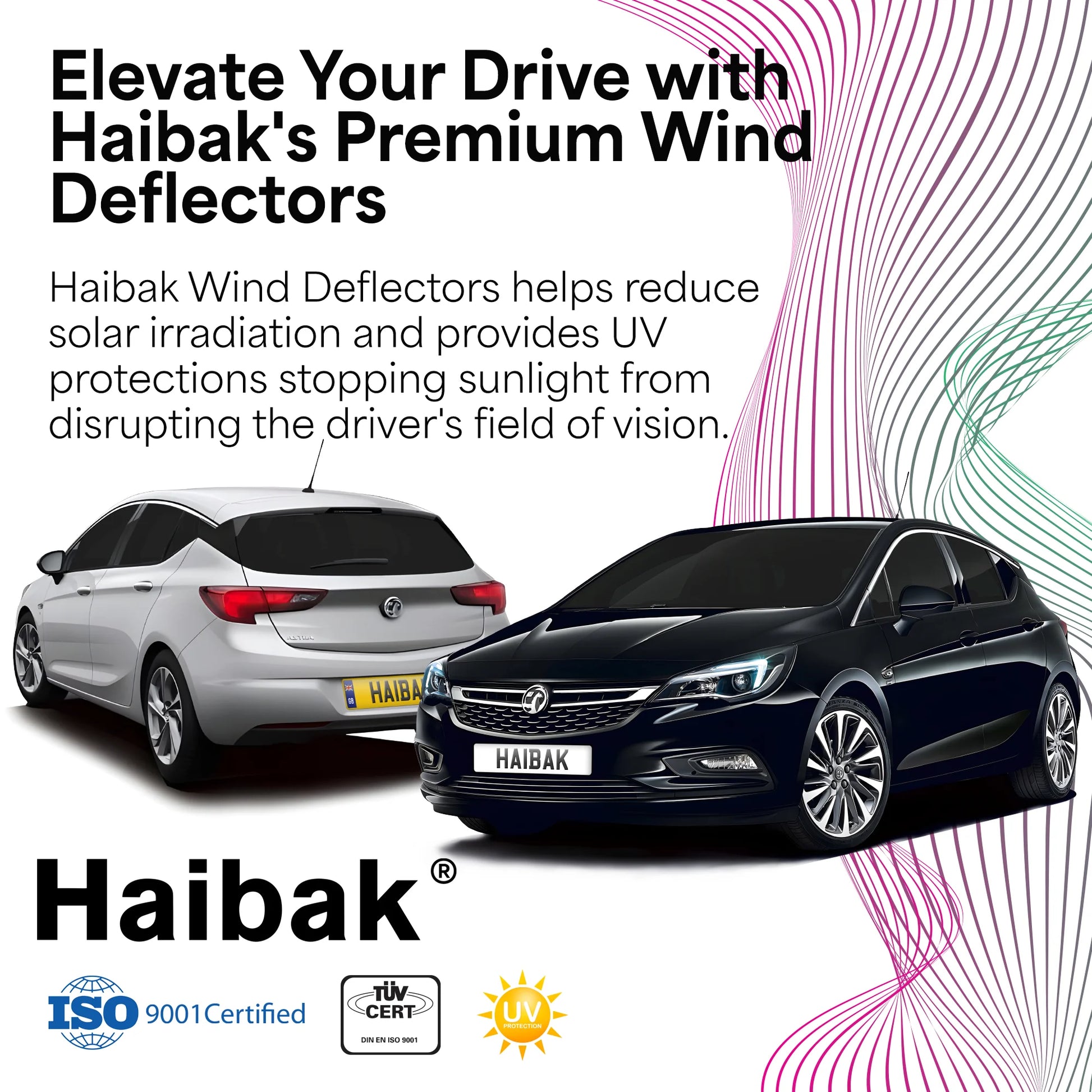 Haibak Wind Deflectors Set Compatible With Vauxhall Astra MK7 2015 Onwards 5 Door Hatchback 4PC Tinted in Channel Fitment