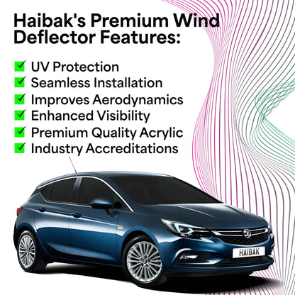 Haibak Wind Deflectors Set Compatible With Vauxhall Astra MK7 2015 Onwards 5 Door Hatchback 4PC Tinted in Channel Fitment