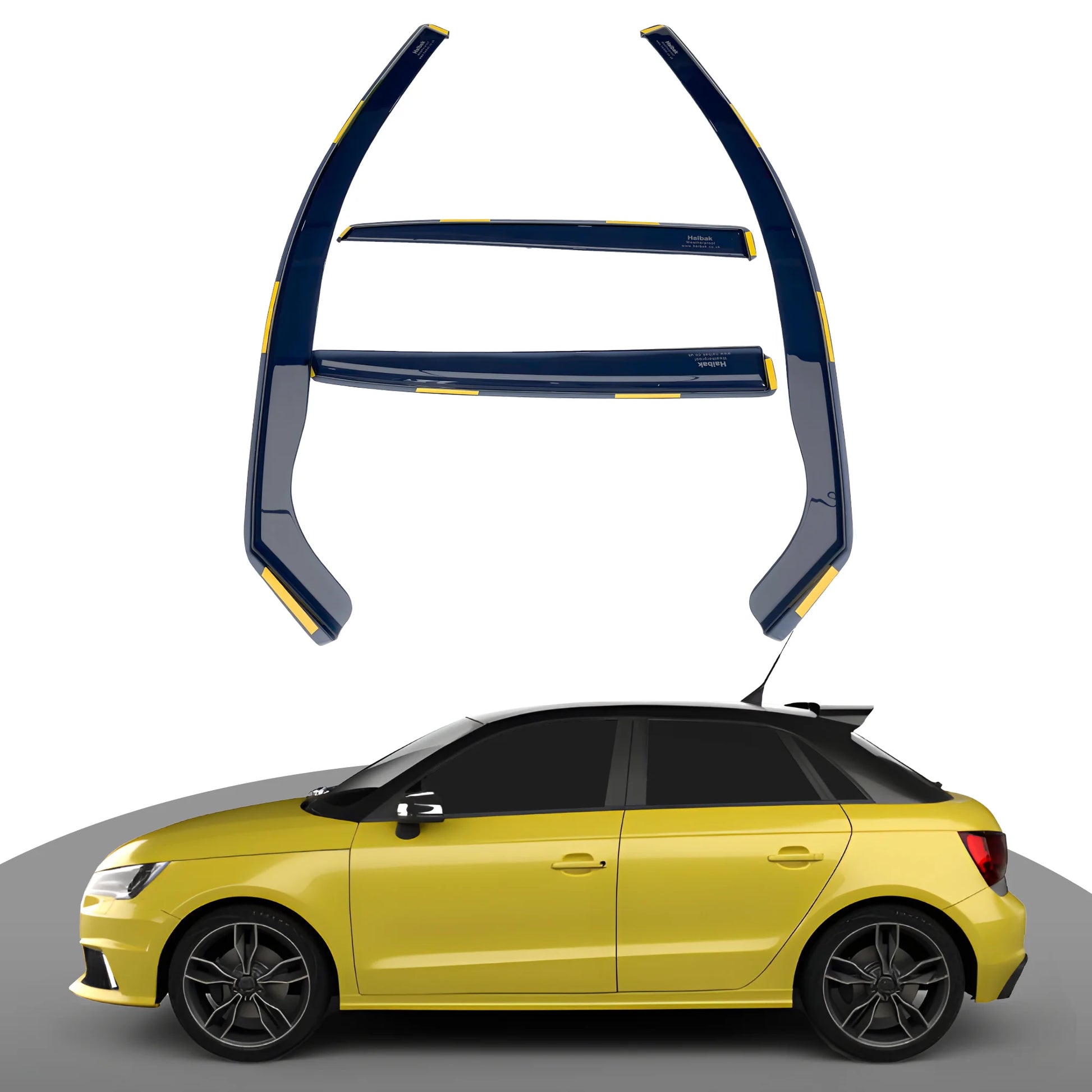 Haibak Wind Deflectors Set Compatible With Audi A1 S1 MK1 2012-2018 5 Door Hatchback 4PC Tinted in Channel Fitment