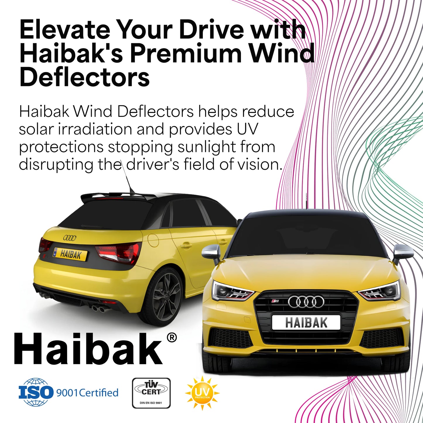 Haibak Wind Deflectors Set Compatible With Audi A1 S1 MK1 2012-2018 5 Door Hatchback 4PC Tinted in Channel Fitment