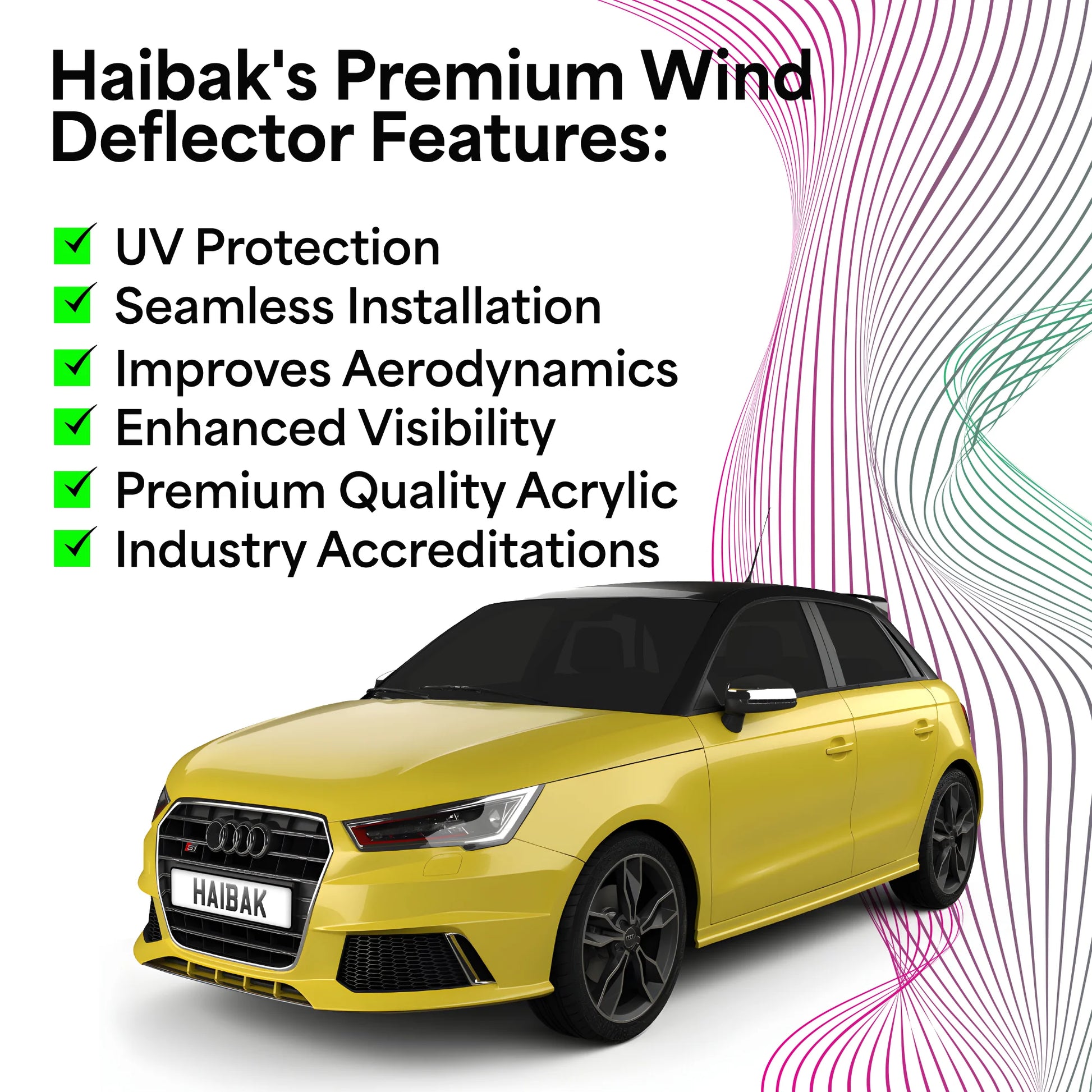 Haibak Wind Deflectors Set Compatible With Audi A1 S1 MK1 2012-2018 5 Door Hatchback 4PC Tinted in Channel Fitment