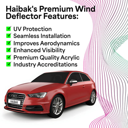 Haibak Wind Deflectors Set Compatible With Audi A3 053 MK3 2013-2020 2 Doors 2PC in Channel Fitment