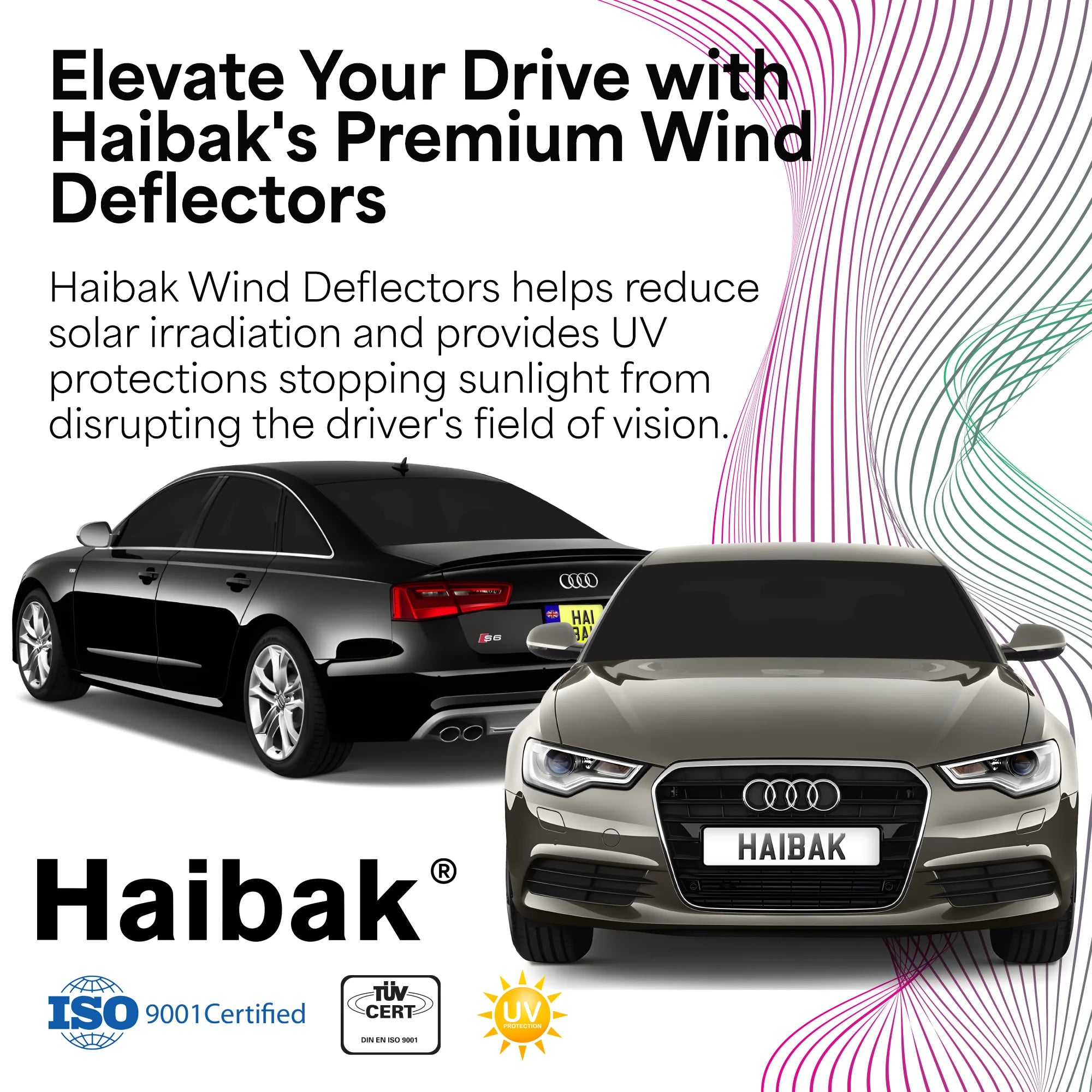 Audi A6 C7 Saloon 2011-2018 4 Door 4PC HAIBAK® Tinted Wind Deflectors