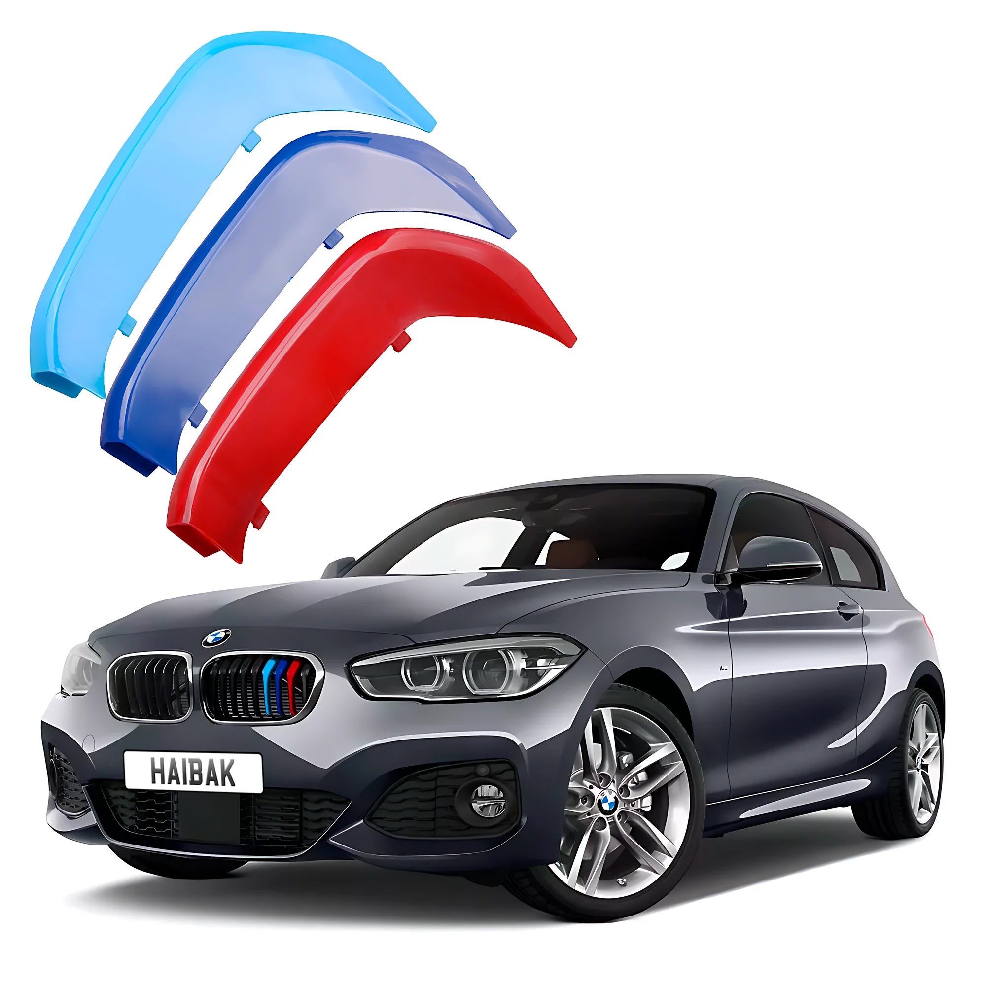 BMW 1 Series 2015-2018 9 Beams Front Grille Tri Colour Insert Stripes