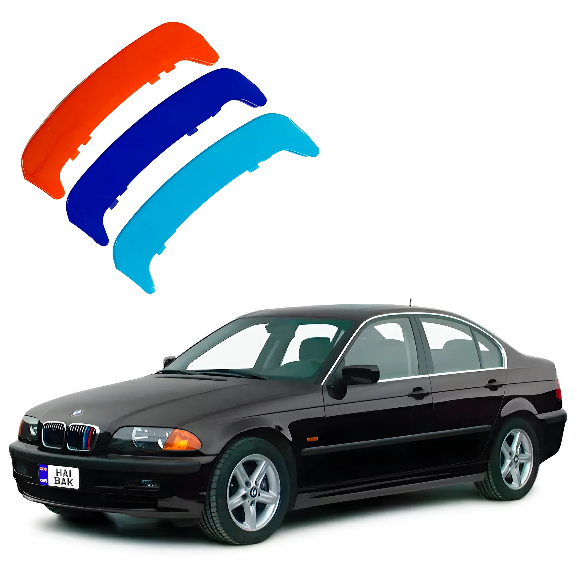 BMW 3 Series 1998 - 2002 10 Beams Front Grille Tri Colour Insert Stripes