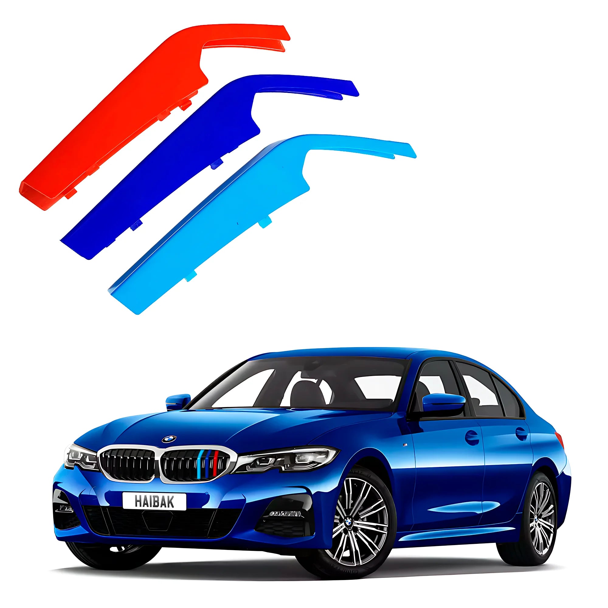 BMW 3 Series 2019 Onwards 7 Beams Front Grille Tri Colour Insert Stripes