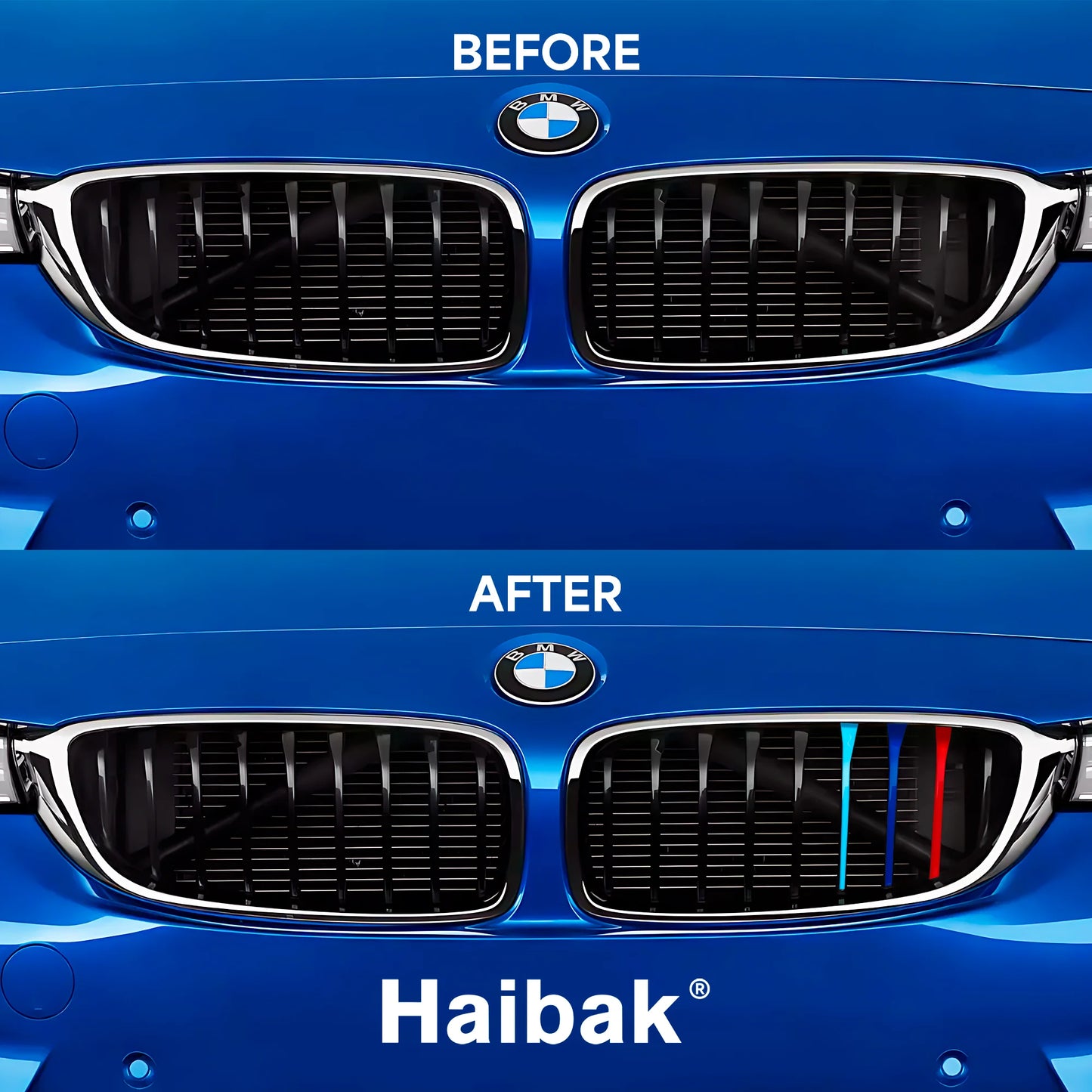 BMW 4 Series 2014 - 2019 9 Beams Front Grille Tri Colour Insert Stripes