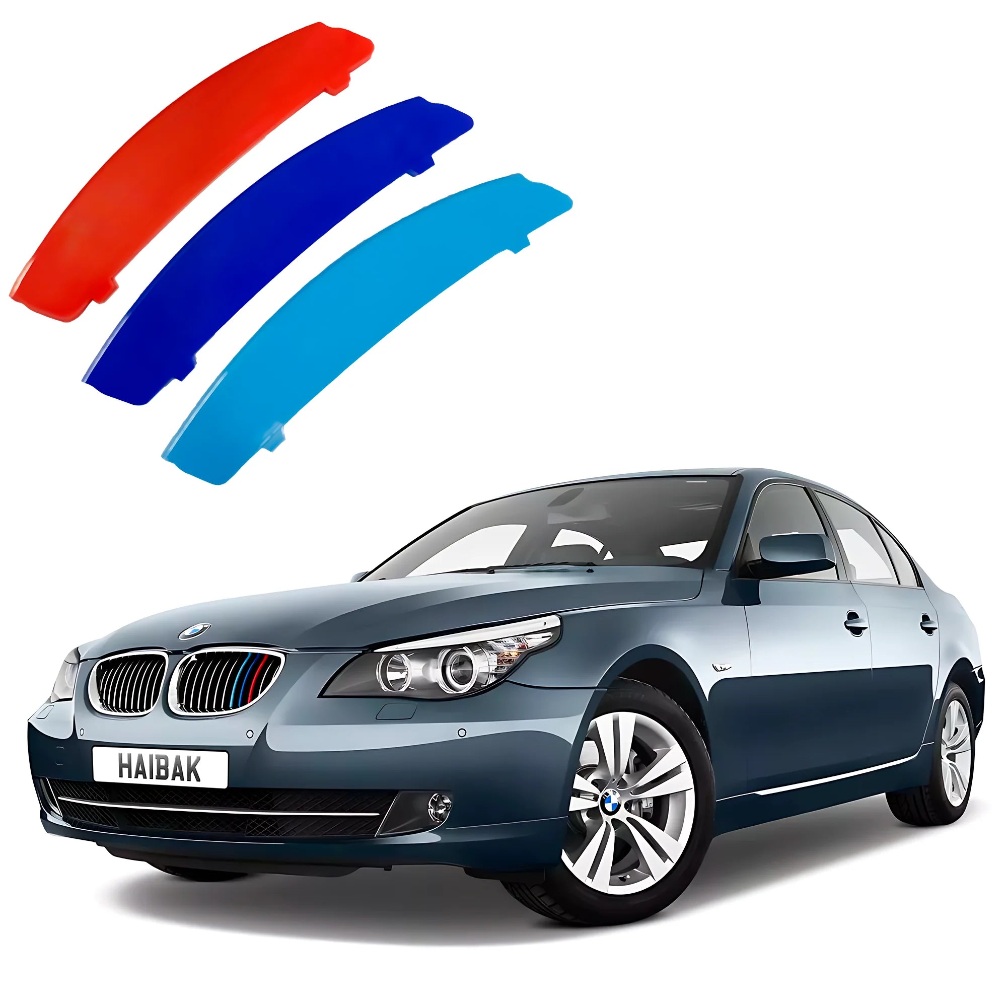 BMW 5 Series 2004 - 2010 11 Beams Front Grille Tri Colour Insert Stripes