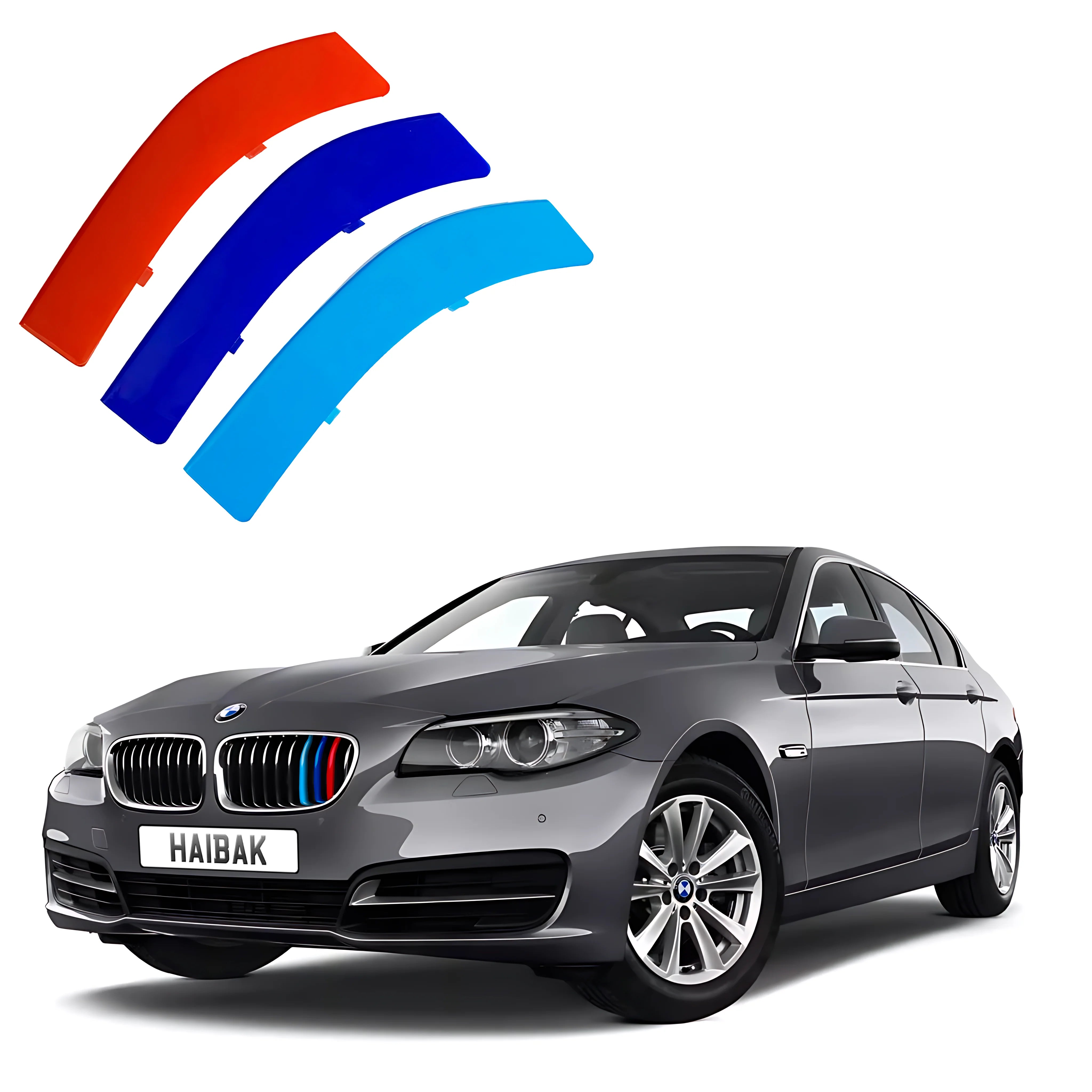 BMW 5 Series 2010 - 2016 10 Beams Front Grille Tri Colour Insert Stripes