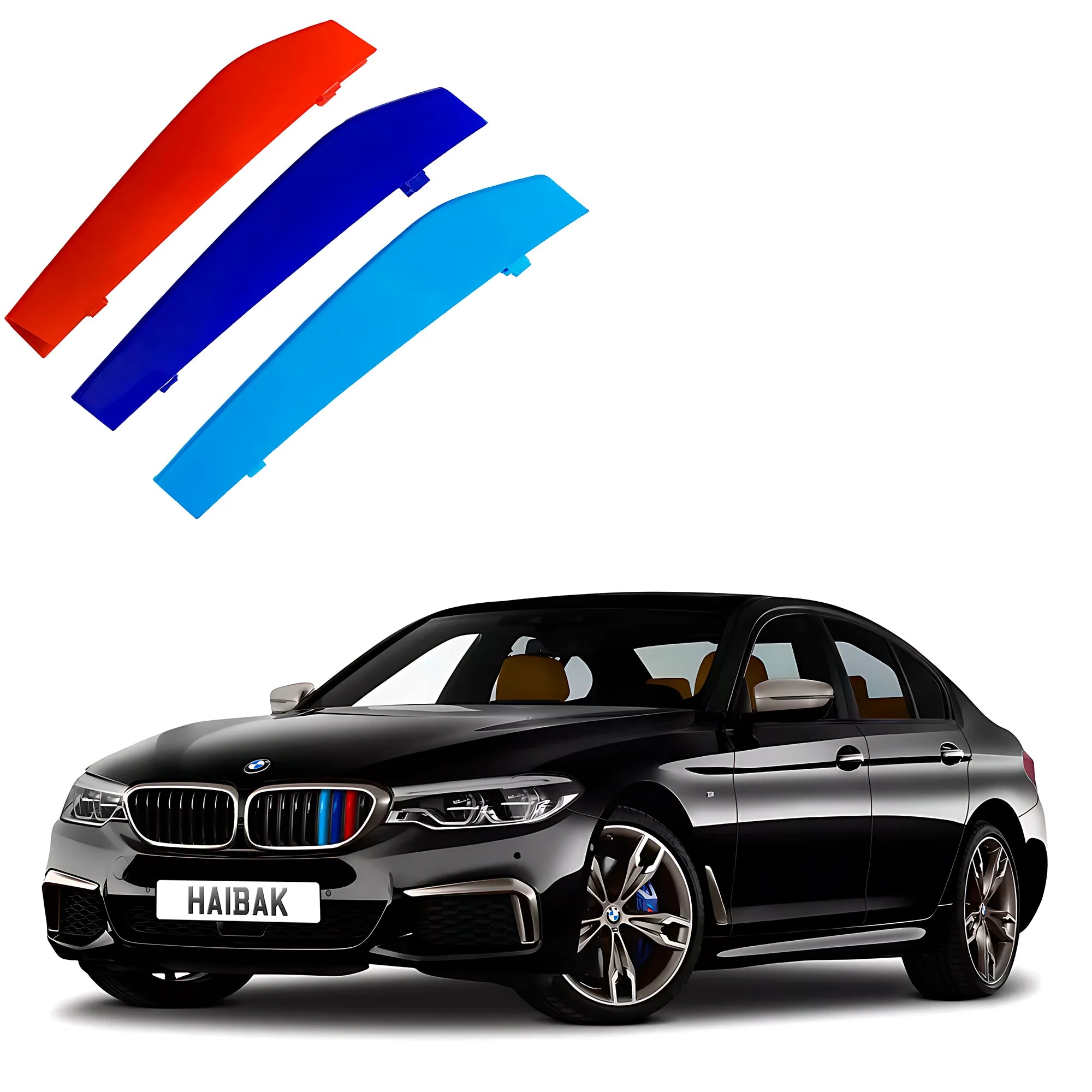 BMW 5 Series 2018 - 2020 9 Beams Front Grille Tri Colour Insert Stripes