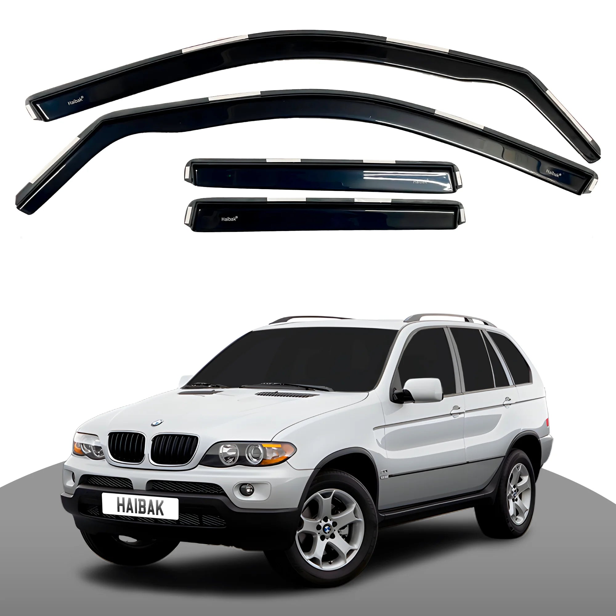 BMW X5 Series E53 2000-2006 5 Door crossover SUV 4PC HAIBAK® Tinted Wind Deflectors