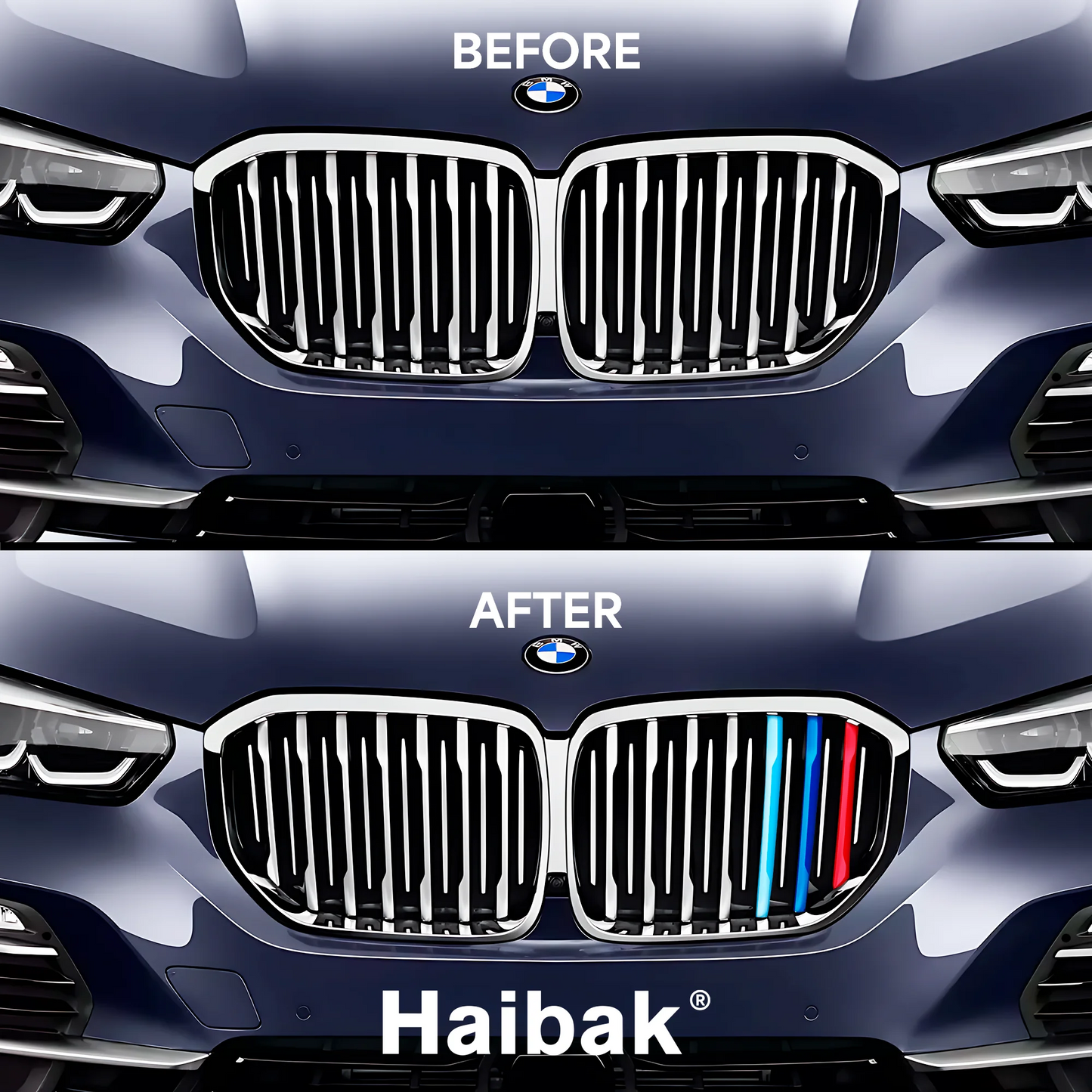 BMW X5 2019 7 Beams Front Grille Tri Colour Insert Stripes