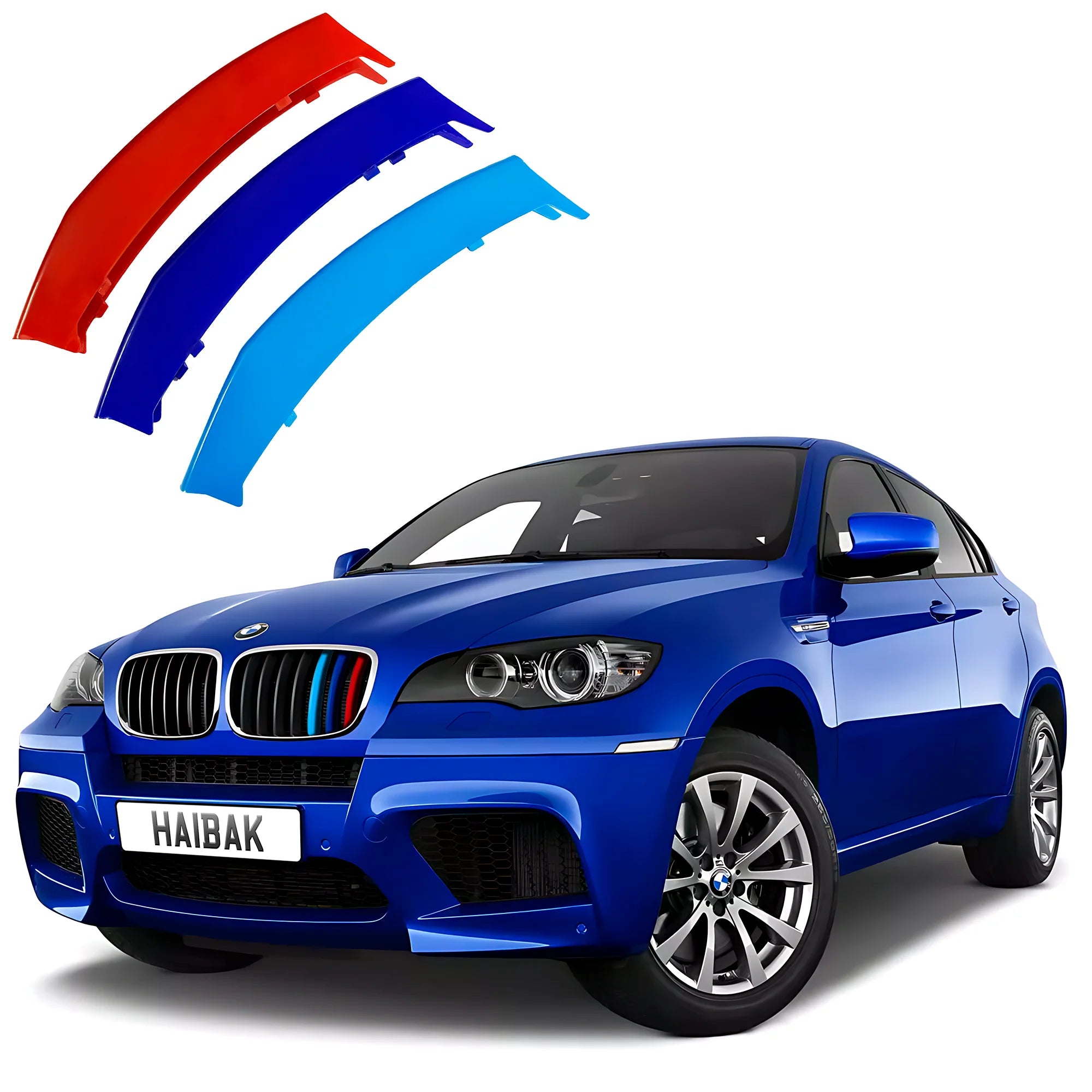 BMW X6 2012 - 2014 7 Beams Front Grille Tri Colour Insert Stripes