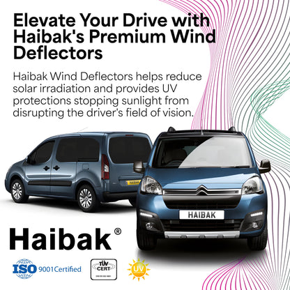 Haibak Wind Deflectors Set Compatible With Citroen Berlingo MK2 2008-2018 2 Doors 2PC Tinted in Channel Fitment