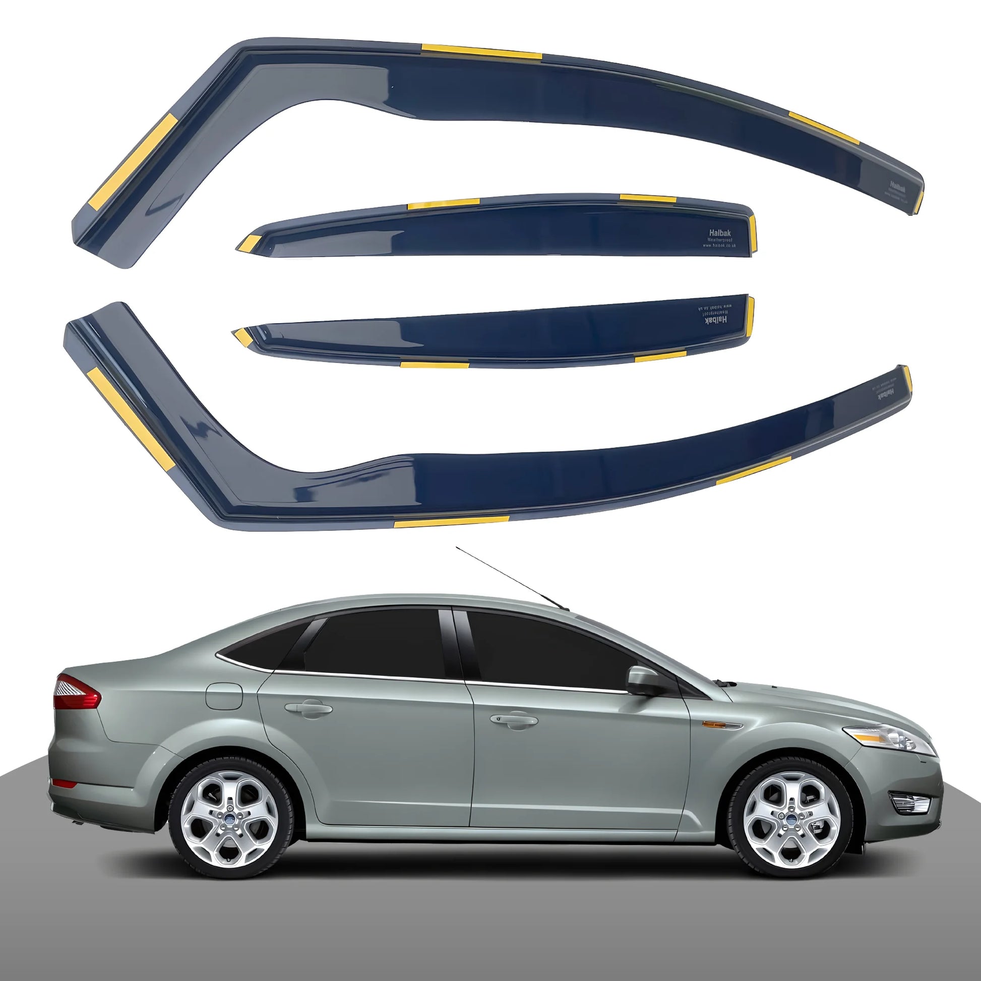 Haibak Wind Deflectors Set Compatible With Ford Mondeo 2007-2014 4 Door 4PC Tinted in Channel Fitment