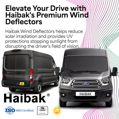 Haibak Wind Deflectors Set Compatible With Ford Transit MK8 Van 2014 Onwards 2 Door 2PC Tinted in Channel Fitment
