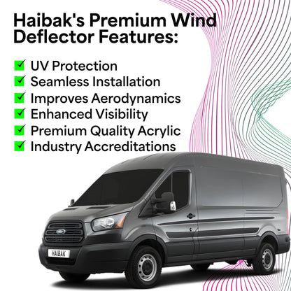Haibak Wind Deflectors Set Compatible With Ford Transit MK8 Van 2014 Onwards 2 Door 2PC Tinted in Channel Fitment
