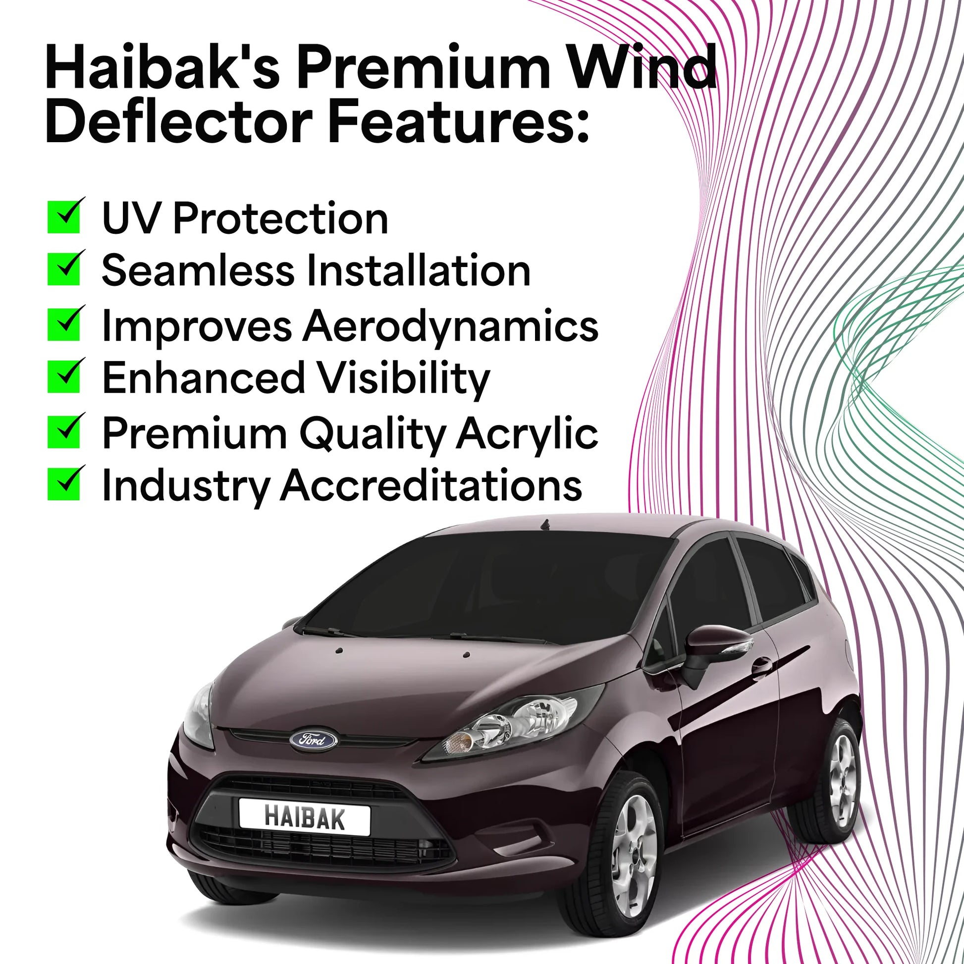 Ford Fiesta MK6 2008-2017 3 Door Hatchback 2PC HAIBAK® Tinted Wind Deflectors