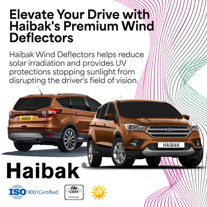 Haibak Wind Deflectors Set Compatible With Ford Kuga MK2 2012-2019 5 Door Compact SUV 4PC Tinted in Channel Fitment