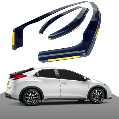 Haibak Wind Deflectors Set Compatible With Honda Civic MK9 2012-2017 5 Door Hatchback 4PC Tinted in Channel Fitment