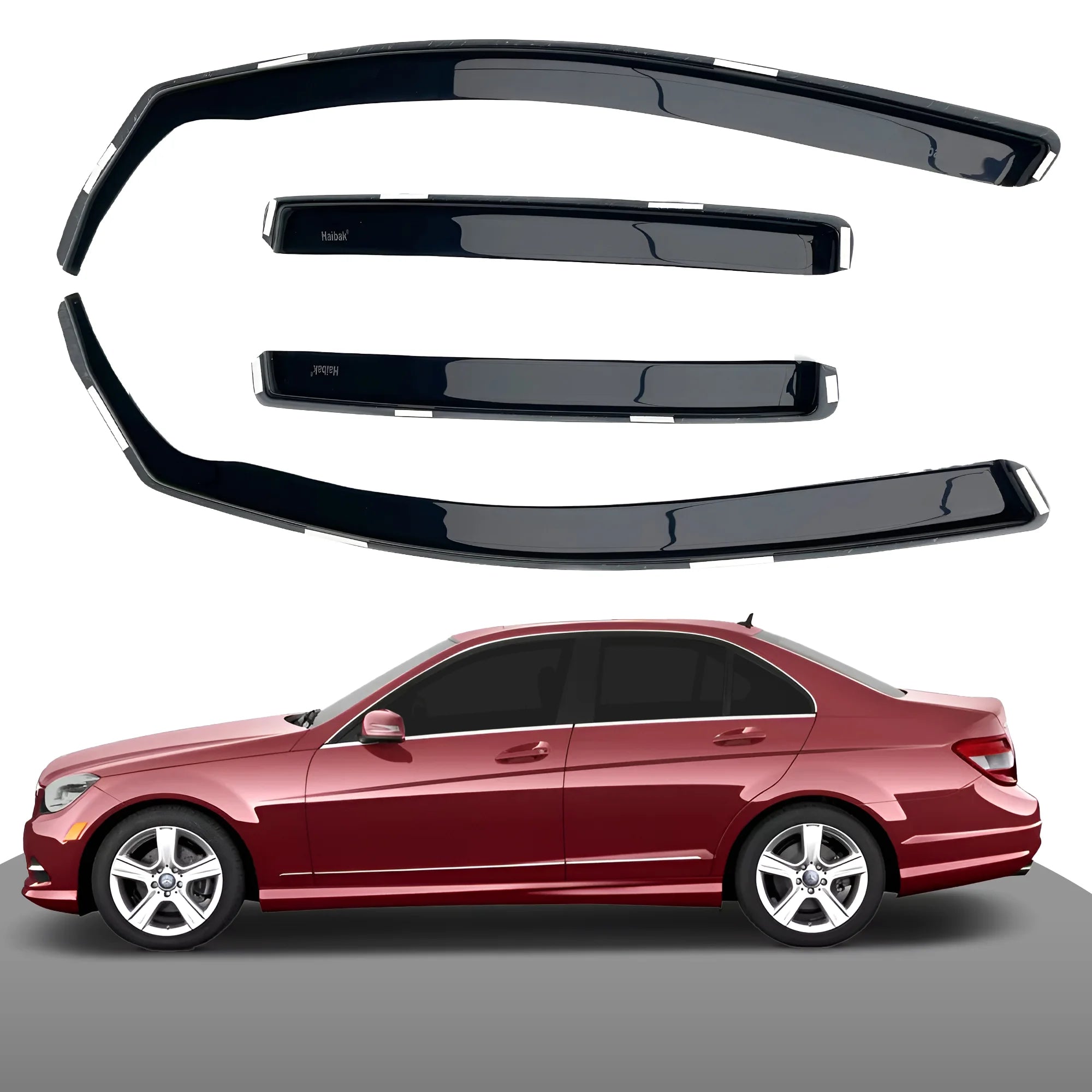 Mercedes Benz C Class W204 2007-2014 4 Door 2PC HAIBAK® Tinted Wind Deflectors