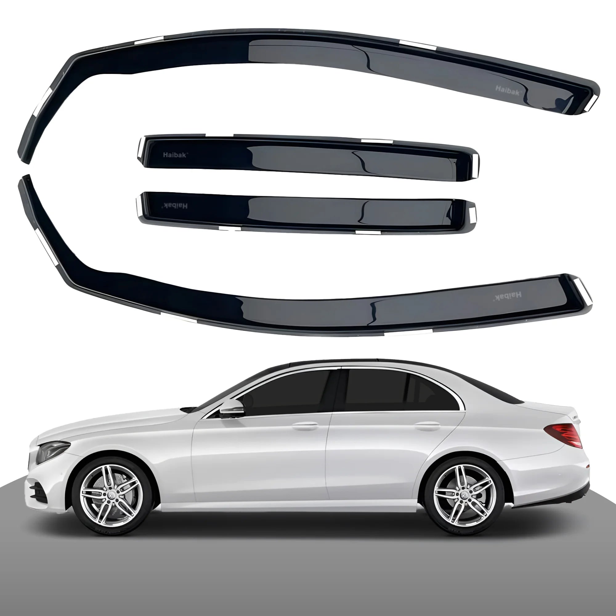 Mercedes Benz E Class W213 2017 Onwards 4 Door Saloon 4PC HAIBAK® Tinted Wind Deflectors