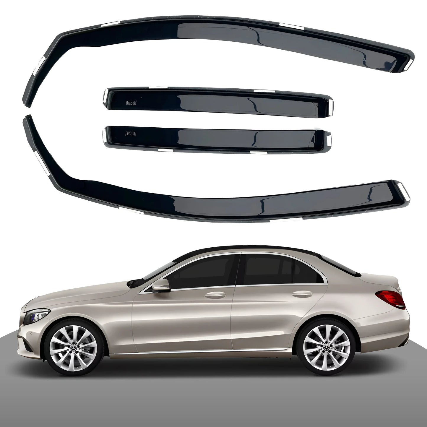 Mercedes Benz CClass W205 2015 Onwards 4 Door Saloon 4PC HAIBAK® Tinted Wind Deflectors