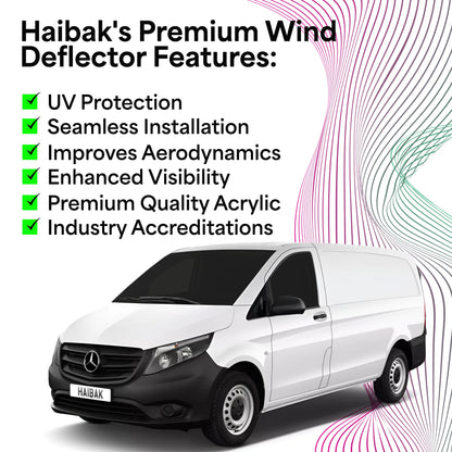 Mercedes Benz Vito Van MK3 W447 2014 Onwards 2 Door 2PC HAIBAK® Tinted Wind Deflectors