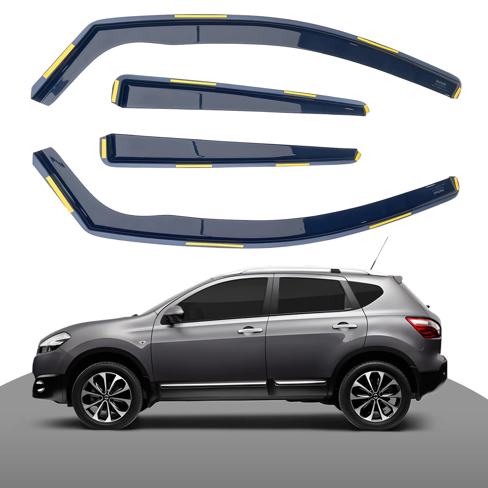 Heko Wind Deflectors For Nissan Qashqai 5D (2007-2014) – 4pc Set, Black Tinted, Made In Poland