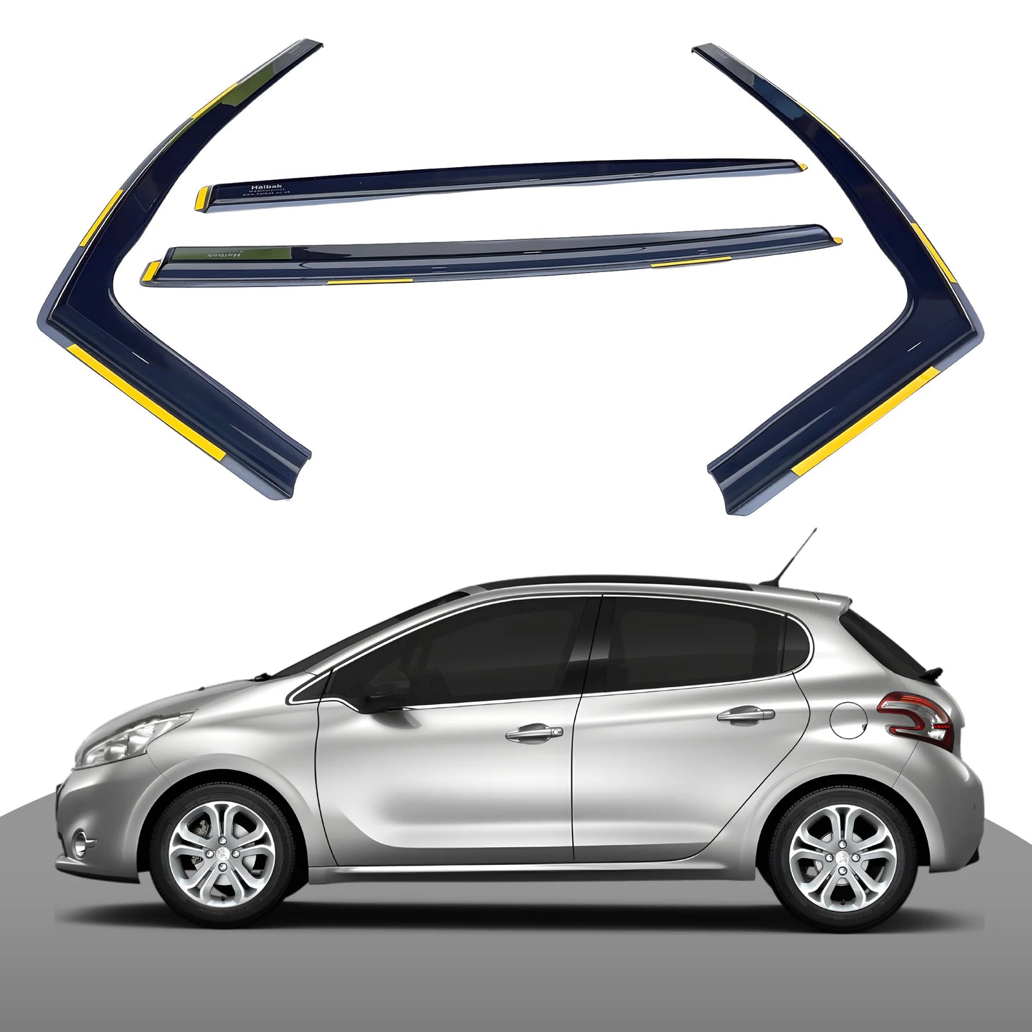 Haibak Wind Deflectors Set Compatible With Peugeot 208 HH 2012-2018 5 Door Hatchback 4PC Tinted in Channel Fitment