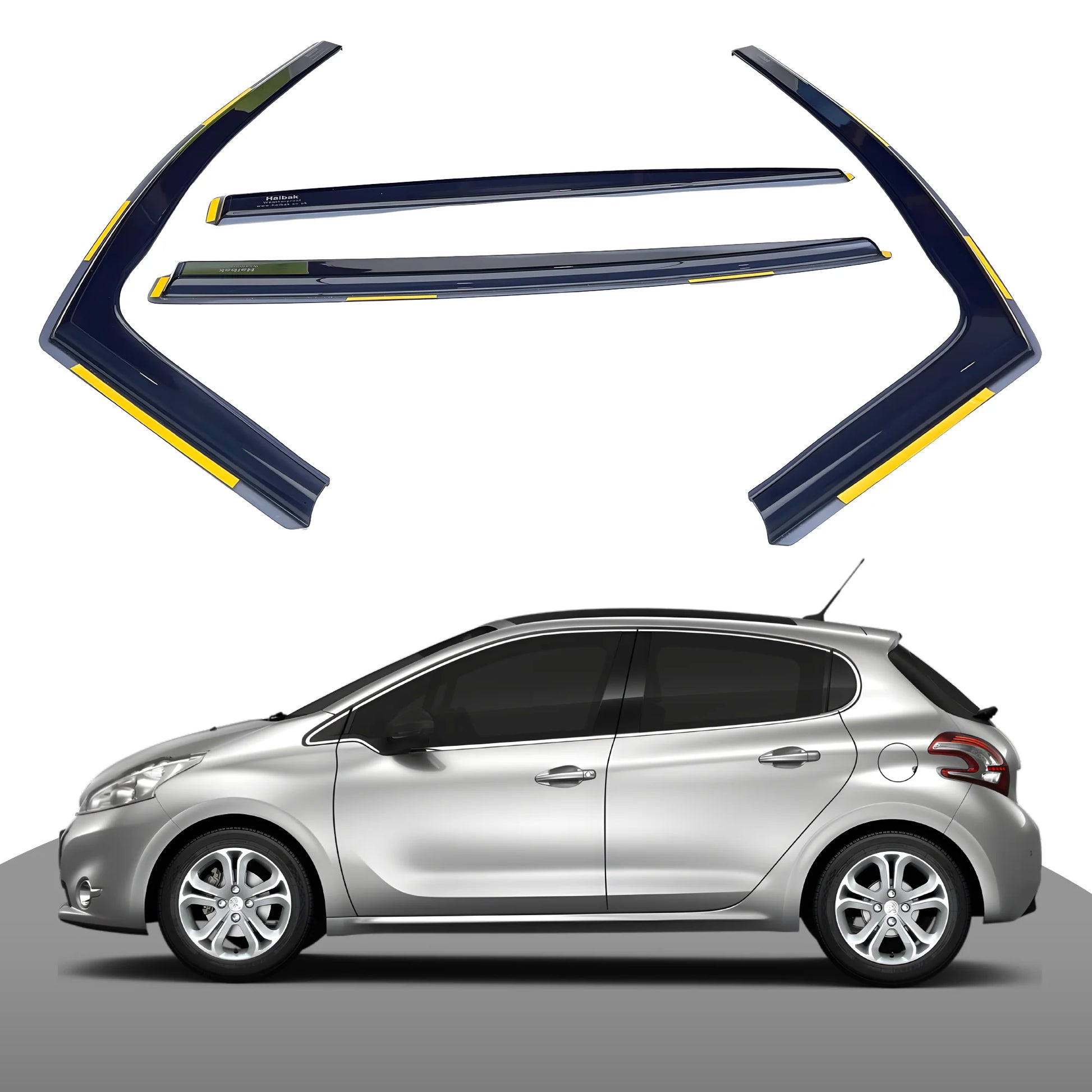Haibak Wind Deflectors Set Compatible With Peugeot 208 HH 2012-2018 5 Door Hatchback 4PC Tinted in Channel Fitment
