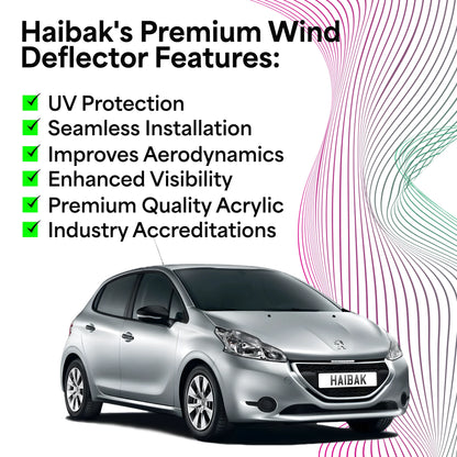 Haibak Wind Deflectors Set Compatible With Peugeot 208 HH 2012-2018 5 Door Hatchback 4PC Tinted in Channel Fitment