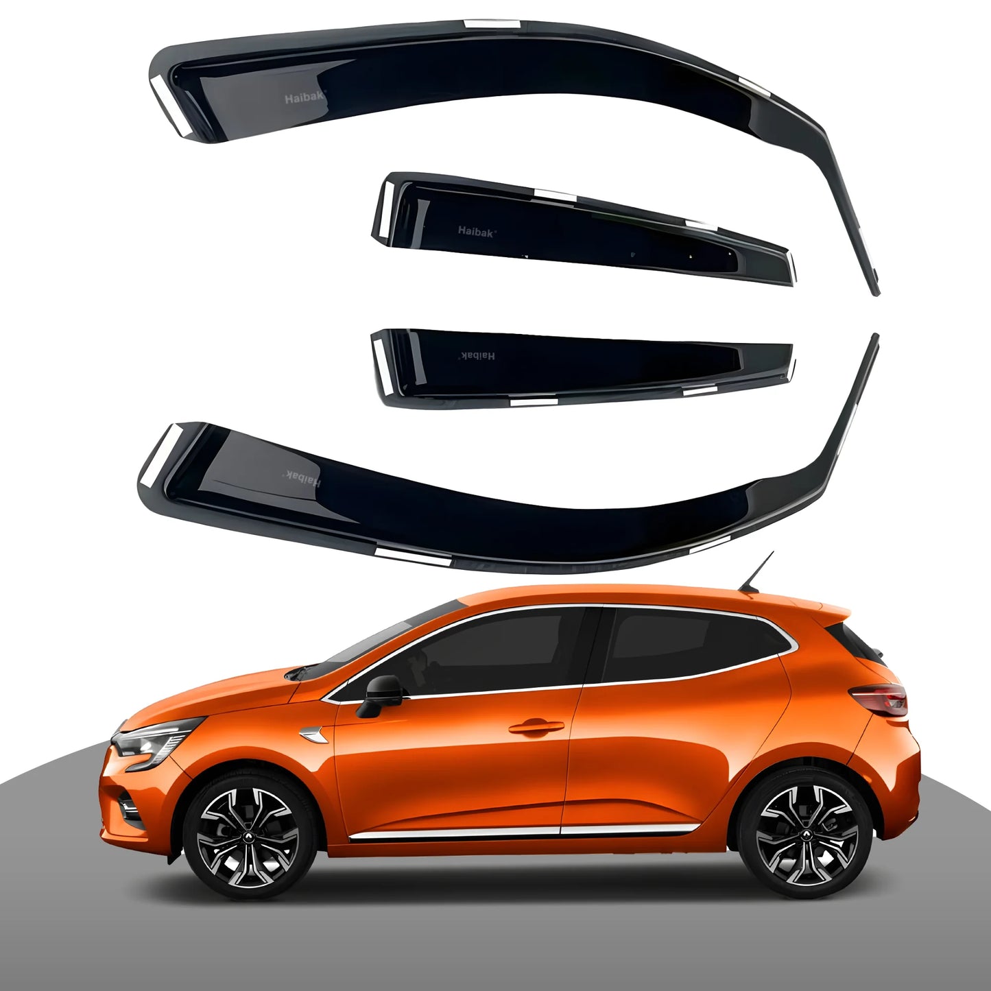 Haibak Wind Deflectors Set Compatible With Renault Clio V 2019 Onwards 5 Door Hatchback 4PC Tinted in Channel Fitment